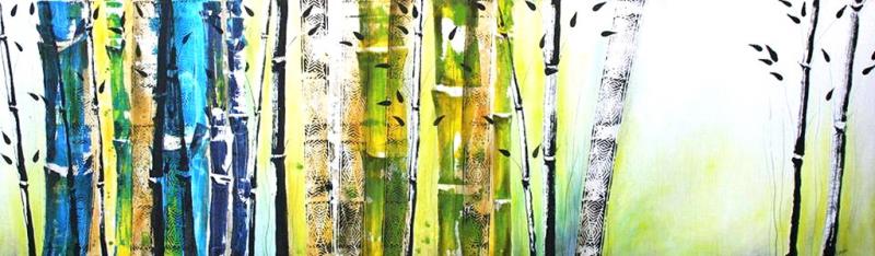 Großformatiges Malen, Spachteln und Schütten mit Tusche und Acrylfarbe